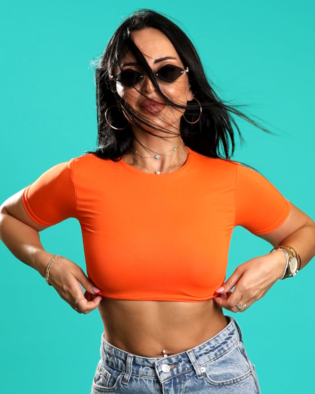 Basic Crop Top w/Sleeve